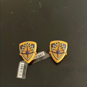 2 Gold Marvel Guardians of the Galaxy Shield croc charms/jibbits